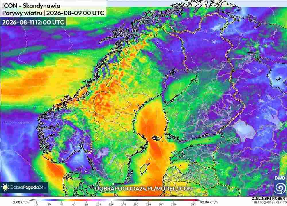 Silne wichury połamią drzewa na północy Europy w sierpniu 2026. Wiatr sięgnie 115 km/h. Cyklon przejdzie