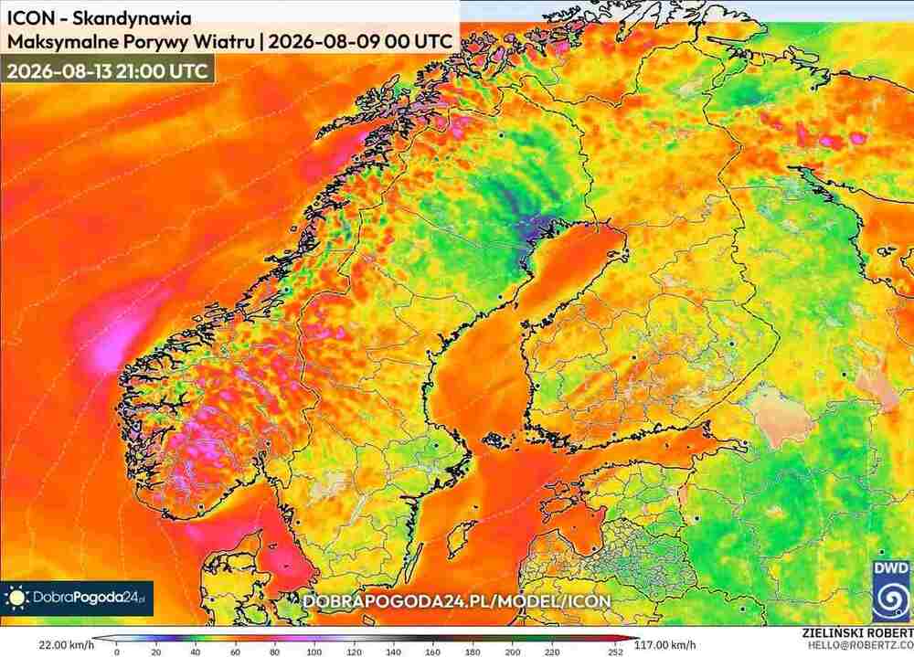 Silne wichury połamią drzewa na północy Europy w sierpniu 2026. Wiatr sięgnie 115 km/h i cyklon przejdzie w tych regionach