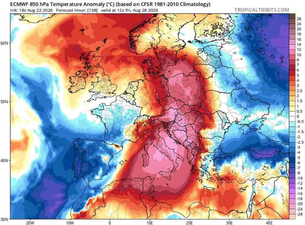 Pogoda na 16 dni, wróci jeszcze upał i będzie podmuch gorącego lata, anomalia temperatury w Polsce i Europie 28 sierpnia 2026