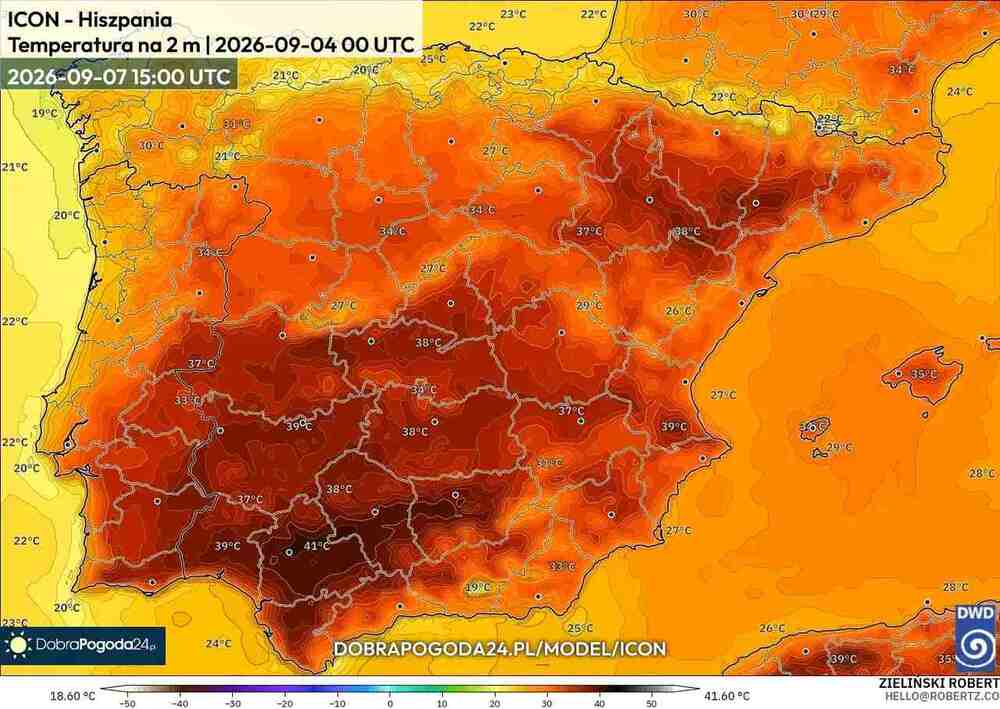 Będzie silny upał na południu Europy we wrześniu 2026. Temperatura sięgnie 41 st. C. i piekielna fala upałów wydłuży się
