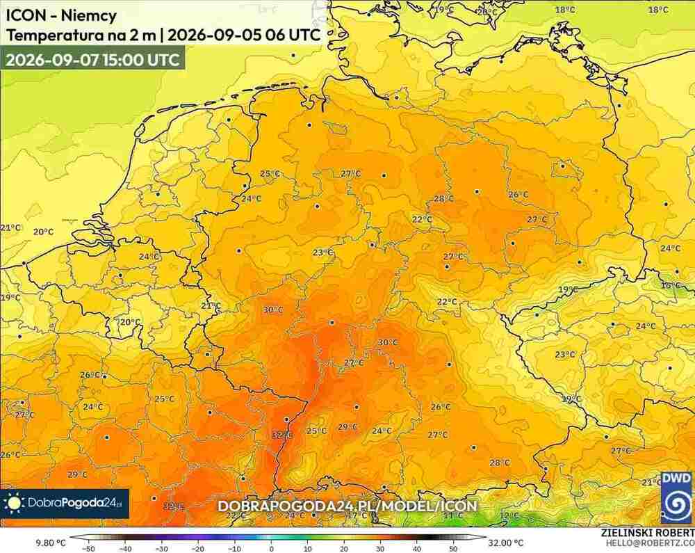 Nadciągnie ostatni upał do środkowej Europy. Temperatura sięgnie 32 st. C. W tych regionach będzie najgoręcej we wrześniu 2026