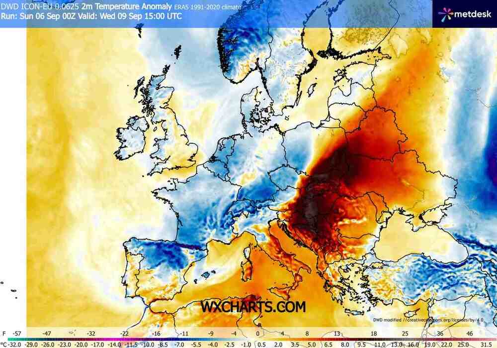 Pogoda na 16 dni, upał przetną ulewy, anomalia temperatury w Polsce i Europie 9 września 2026