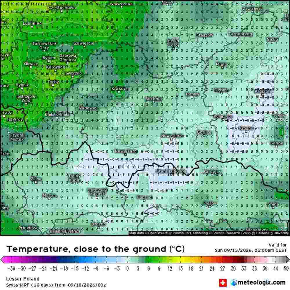 Będzie wczesny mróz w środkowej Europie we wrześniu 2026. Temperatura spadnie do -3 st. C. i jest termin fali ochłodzenia