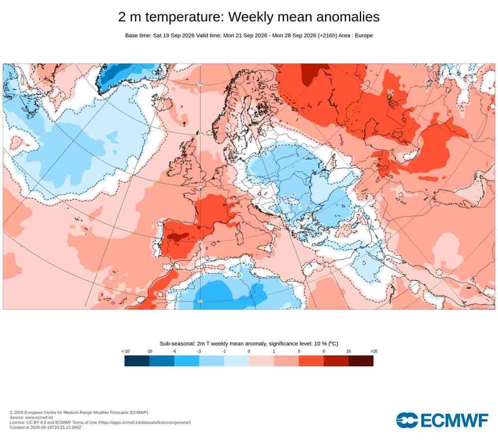 Pogoda na 16 dni, anomalia temperatury w Polsce i Europie do 28 września 2026