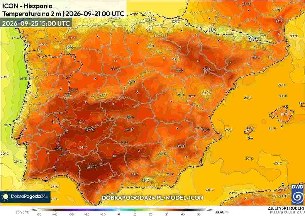 Powróci silny upał na południe Europy we wrześniu 2026. Temperatura sięgnie 39 st. C. i będzie ogromna fala upałów z przedłużeniem na październik