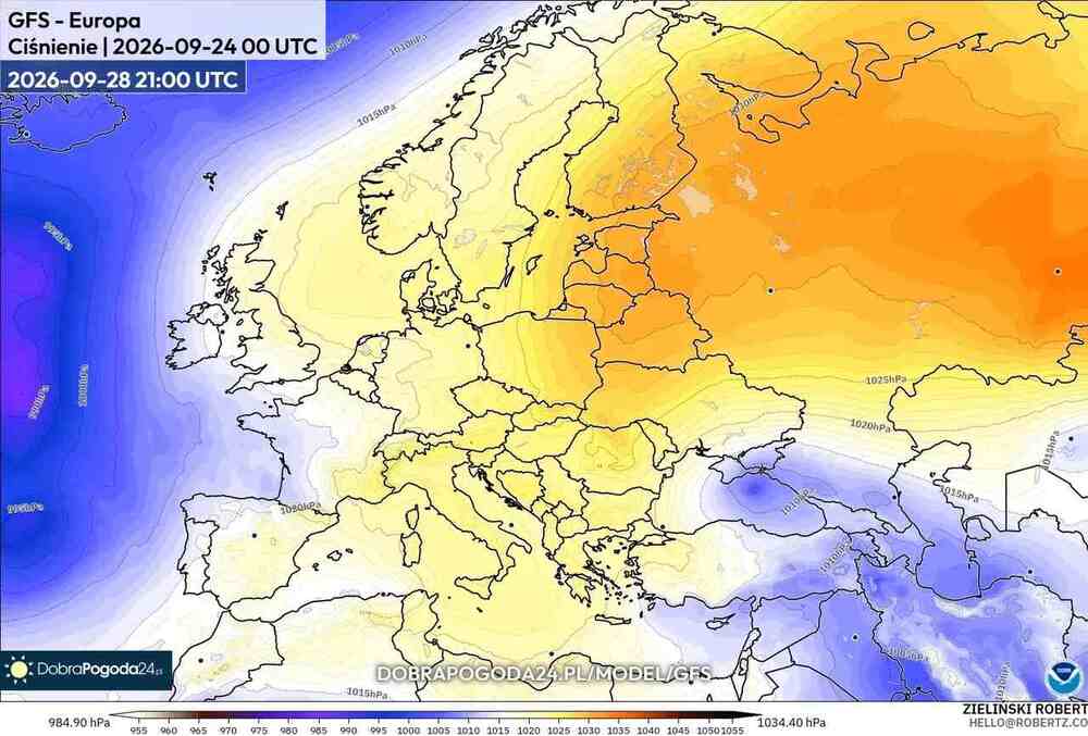 Nadciągnie 26 września 2026 do środkowej Europy. Osiądzie silny antycyklon. Będzie długa zmiana w pogodzie
