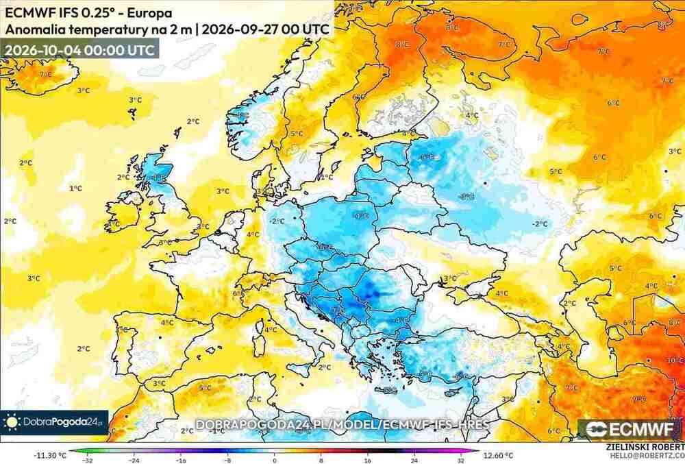 Antycyklon ściągnie mróz do środkowej Europy w październiku 2026. Temperatura spadnie do -6 st. C. i jest dokładny termin fali mrozów