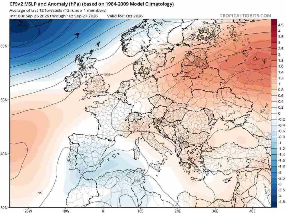 Jest pogoda na październik 2026, anomalia ciśnienia w Polsce i Europie