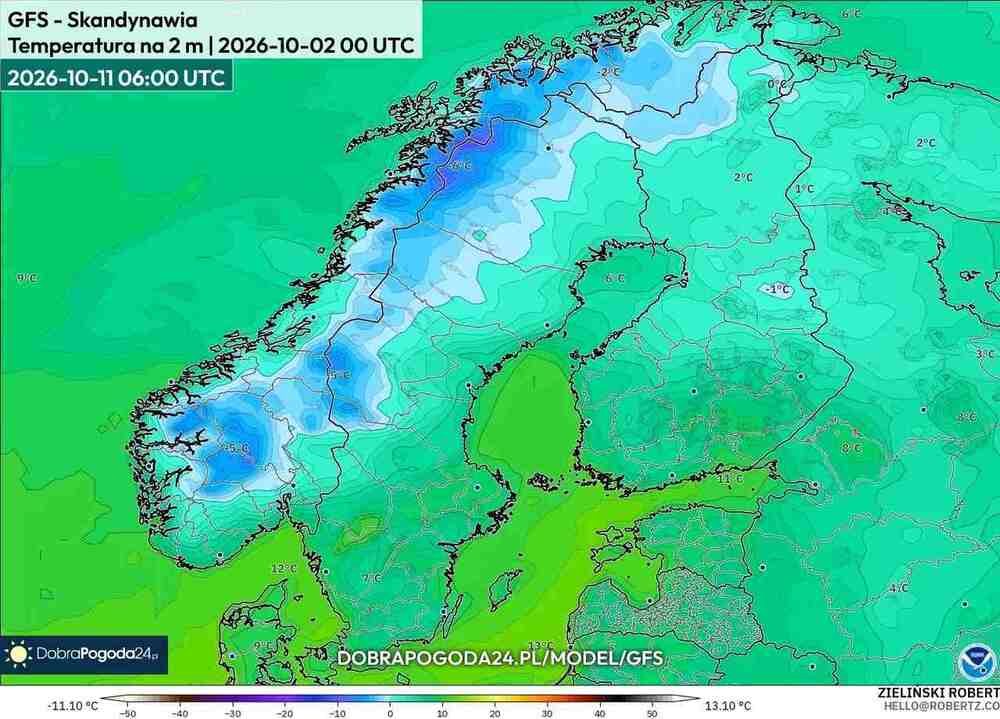 Nadciągnie silny mróz na północ Europy w październiku 2026. Temperatura spadnie do -13 st. C. i wiemy gdzie będzie fala mrozów