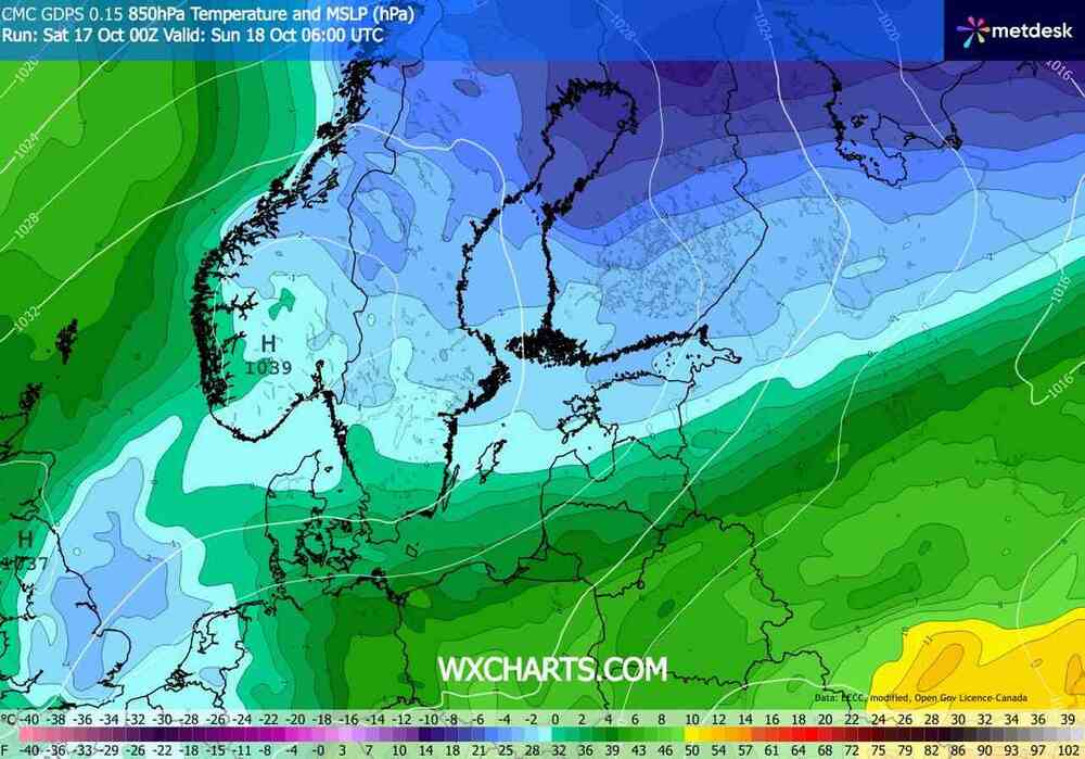 Osiądzie silny mróz na północy Europy w październiku 2026. Temperatura spadnie do -15 st. C. i fala zimna rozszerzy zasięg na wiele regionów