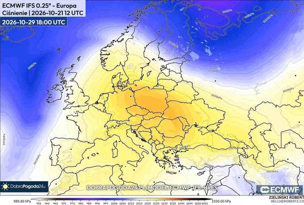 Osiądzie 29 października w środkowej Europie. Wróci silny antycyklon. Będzie dłuższy zwrot w pogodzie pod koniec października 2026