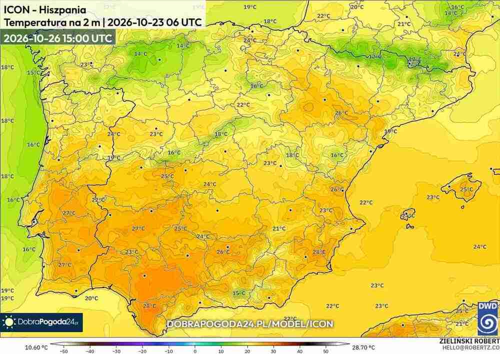 Wróci fala gorąca na południe Europy w październiku 2026. Temperatura sięgnie 29 st. C. Kopuła ciepła przedłuży się na listopad