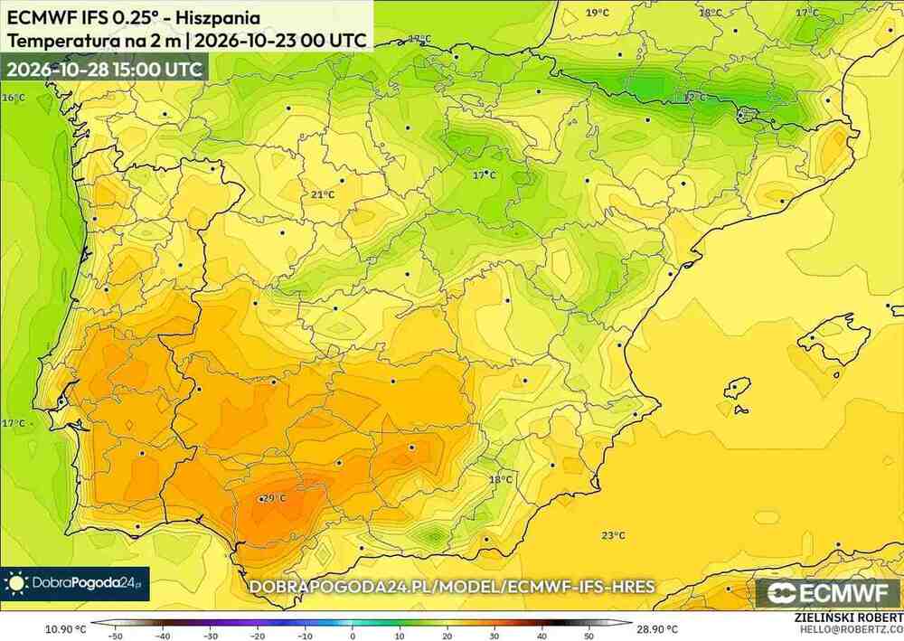 Wróci fala gorąca na południe Europy w październiku 2026. Temperatura sięgnie 29 st. C. i kopuła ciepła przedłuży się na listopad
