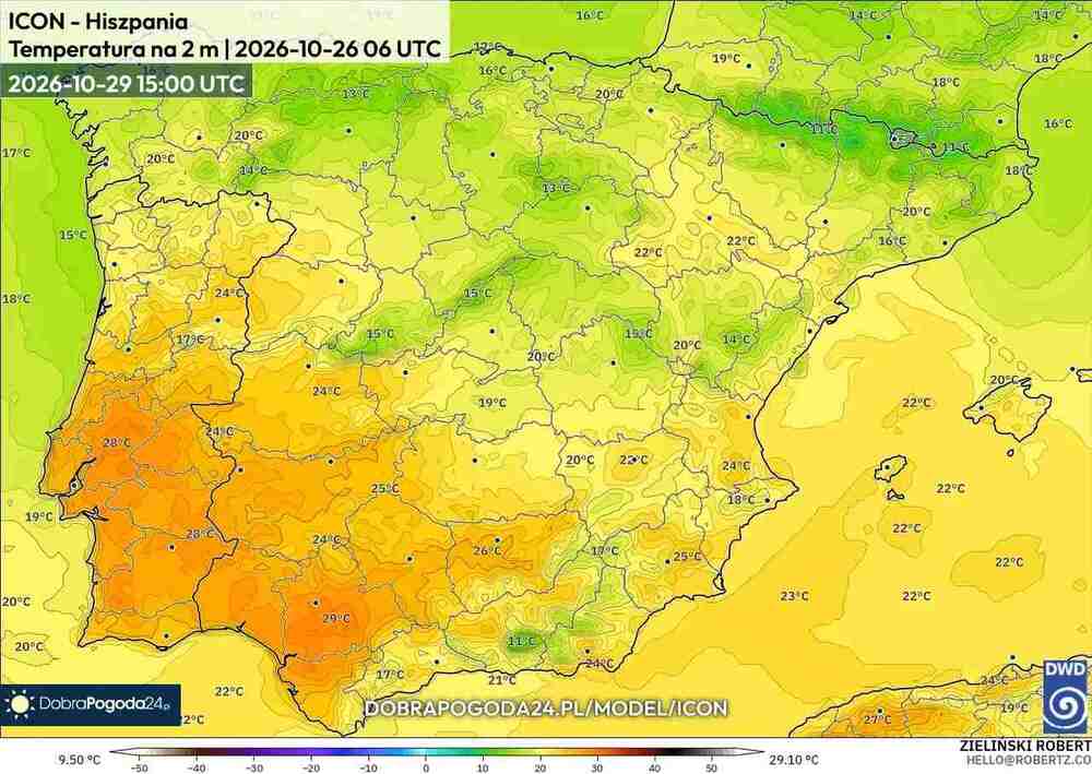 Będzie późny upał na południu Europy w październiku 2026. Temperatura sięgnie 30 st. C. Fala gorąca potrwa dłużej