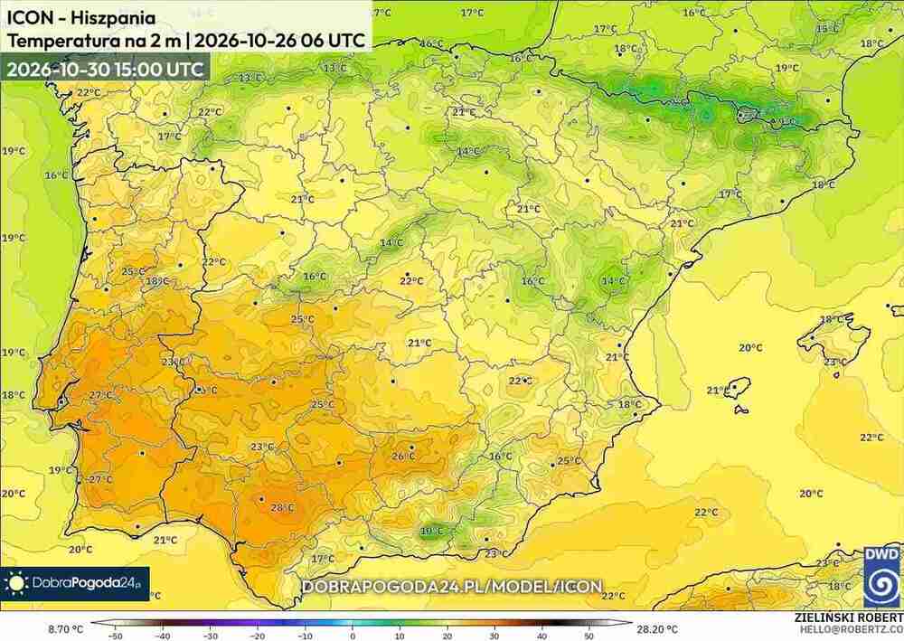 Będzie późny upał na południu Europy w październiku 2026. Temperatura sięgnie 30 st. C. i fala gorąca potrwa dłużej