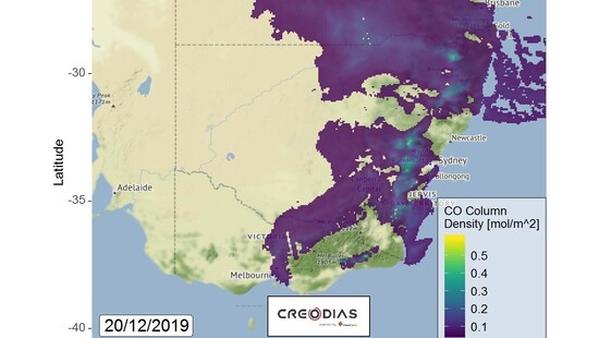 Europejski satelita ujawnił emisje CO i innych zanieczyszczeń powietrza z pożarów w Australii