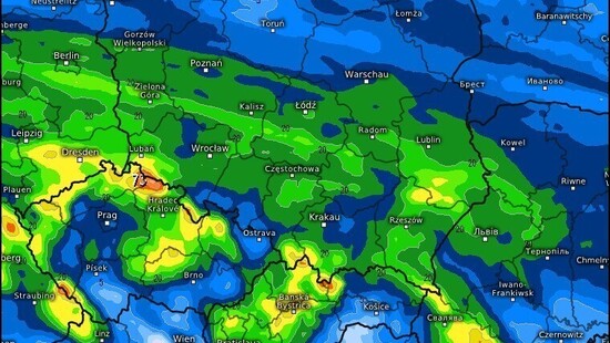 Pogoda. Ulewy, silny wiatr i lokalne burze. Do poniedziałku 24 lutego miejscami w Polsce spadnie miesięczna norma opadów