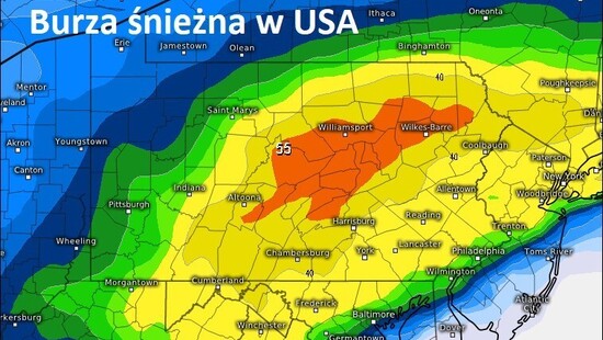 Burza śnieżna uderzy na północnym wschodzie USA. Spadnie ponad 50 cm śniegu na obszarze zamieszkiwanym przez ponad 60 mln ludzi