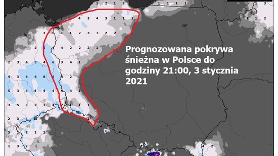 Pogoda. Prognoza na niedzielę 3 stycznia 2021. Śnieg na zachodzie i północy, na południu deszcz i deszcz ze śniegiem