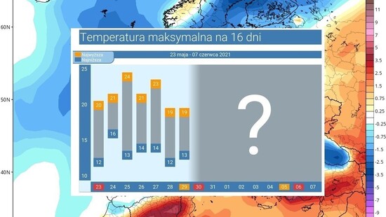 Pogoda długoterminowa na 16 dni. Temperatura w Polsce nadal poniżej normy. Burze z gradem i opadami deszczu z krótkimi przerwami