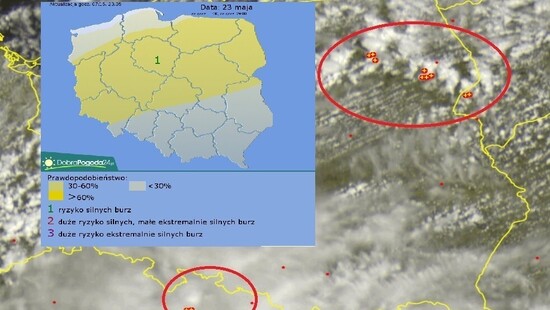 Silne burze ponownie nad Polską. Możliwe „superkomórki” z gradem i niszczącym wiatrem. Gdzie jest burza 23 maja