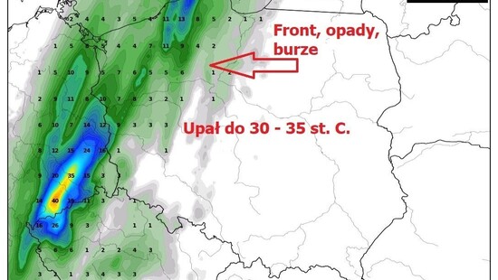 Pogoda na 7 lipca 2021. Upał do 35 stopni. Opady i burze na zachodzie i północy Polski. Kontrast temperatury