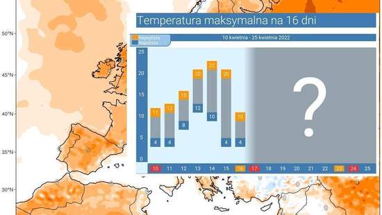  Pogoda długoterminowa na 16 dni. Duże ocieplenie przed świętami. Temperatura rozczaruje w Wielkanoc
