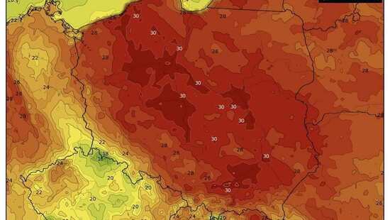 Pogoda na 25 czerwca 2022. Na zachodzie lokalne burze i przelotne opady. Upał na sporym obszarze Polski