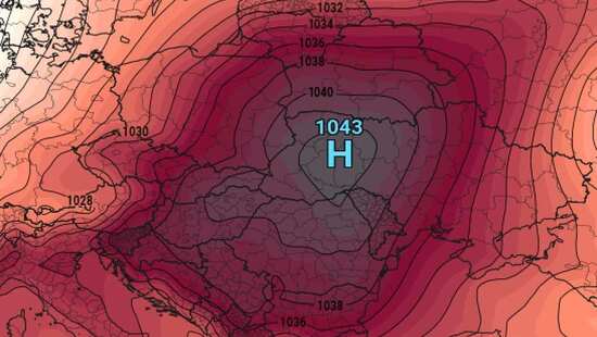 Będzie silny mróz. Wkroczy wyż z ciśnieniem ponad 1040 hPa. Temperatura spadnie do -26 stopni